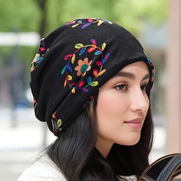 Accessories - NWOT Vintage Floral Sloucy Beanie - Boho Turban Style
